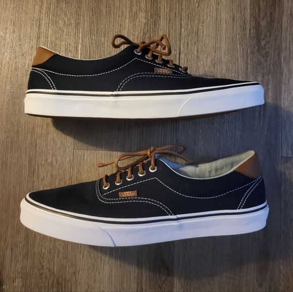 Vans Era Canvas Leather Casual Sneakers 721356 Mens Size 11.5 Blue Brown Leather - Picture 3 of 6